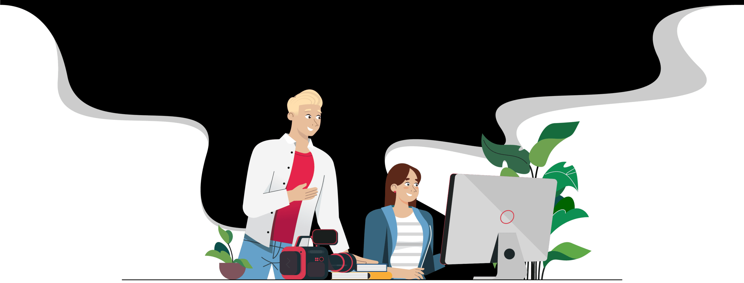 Illustratie van het team van FocusOn in animatiestijl